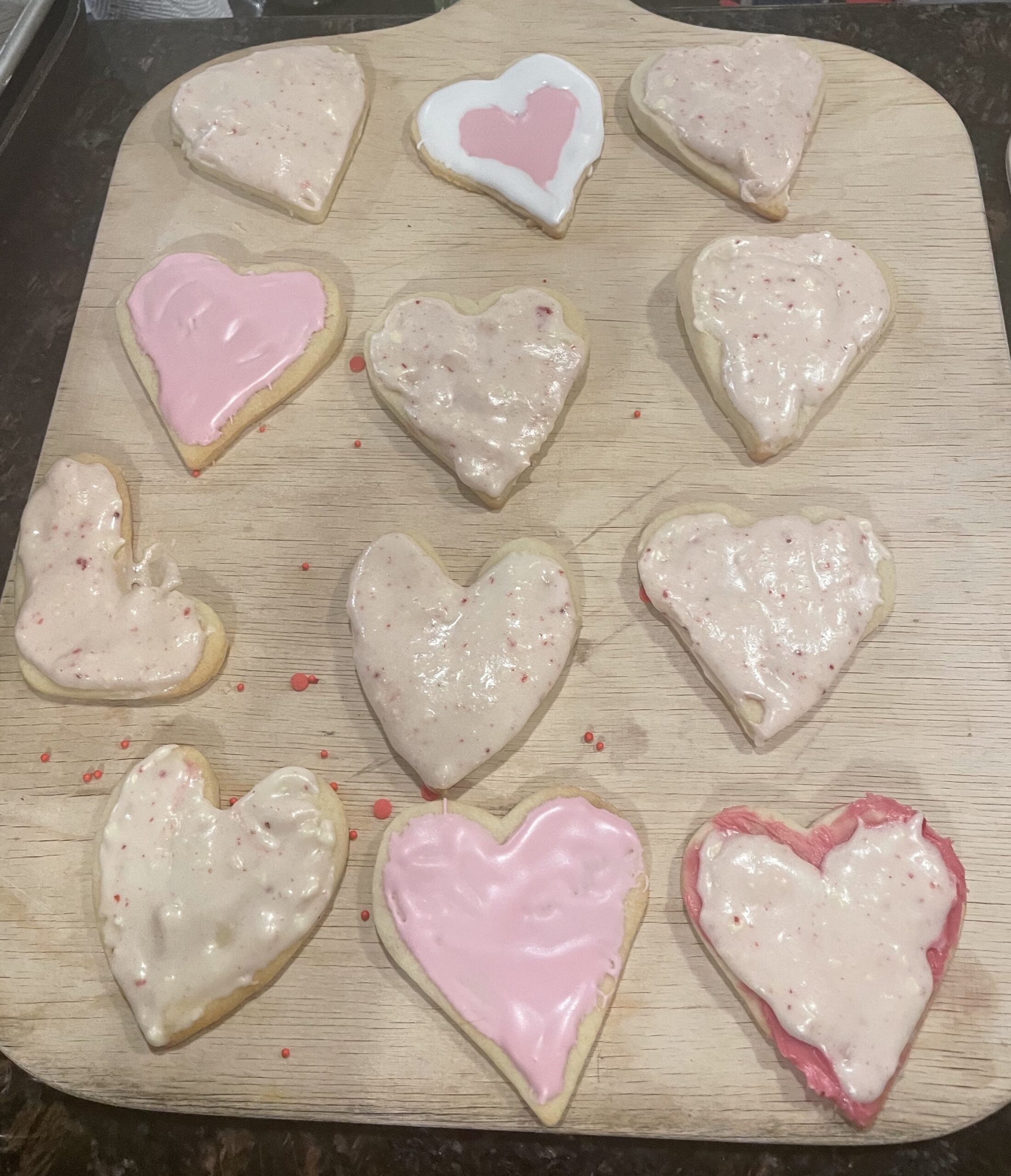 Heart shaped sugar cookies - frosted